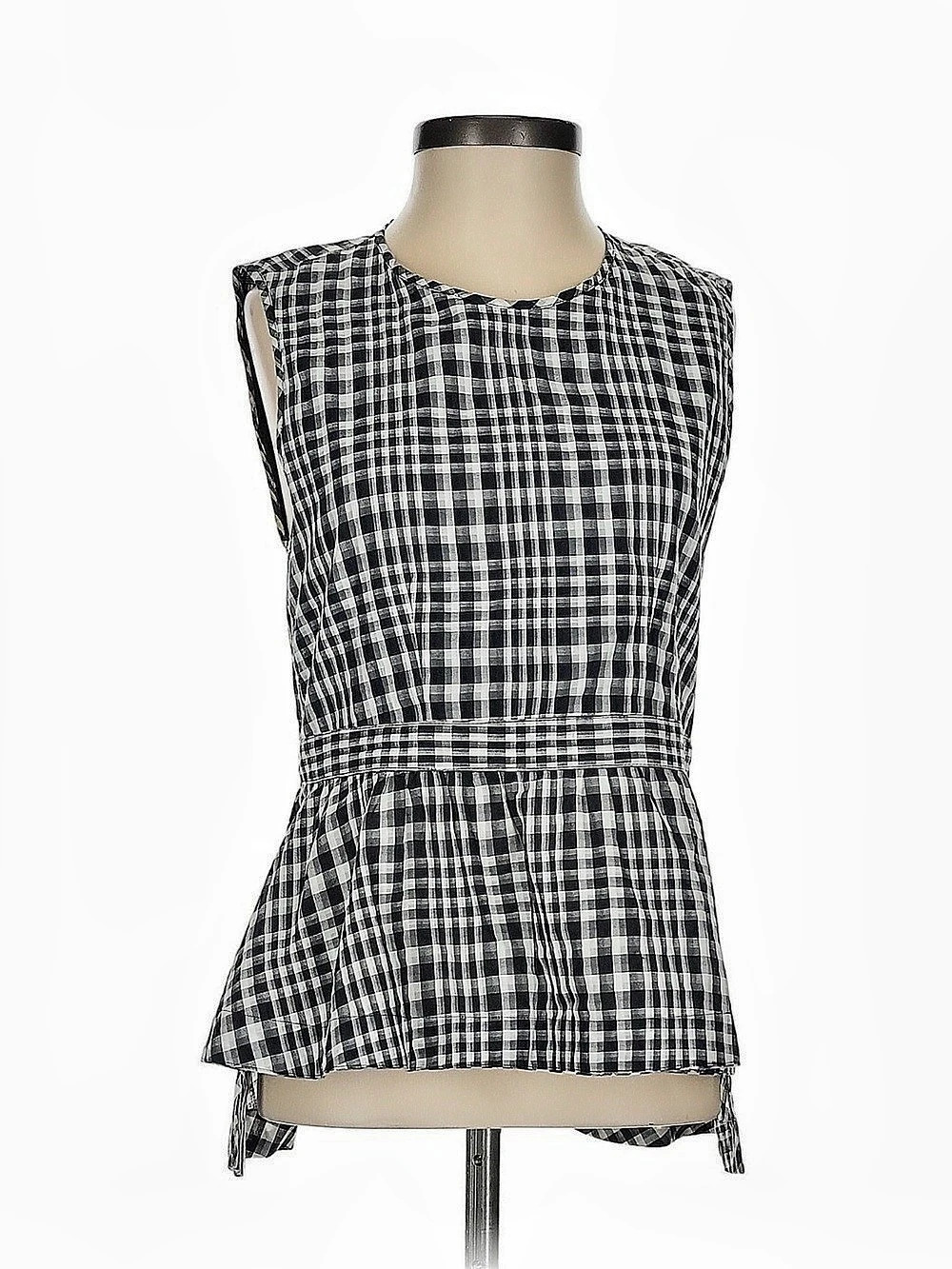 Tomorrowland Checkered Sleeveless Blouse in Black & White